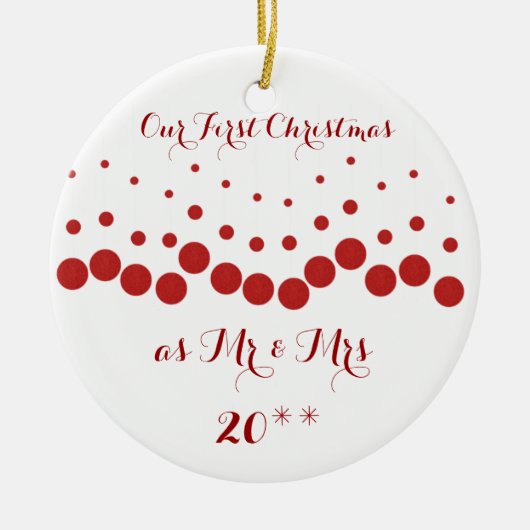 Cute Red & White Ons eerste kerstsieraad Keramisch Ornament (Voorkant)