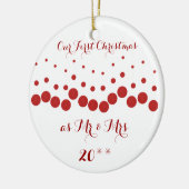 Cute Red & White Ons eerste kerstsieraad Keramisch Ornament (Links)