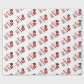 Cute Red & White Paw Print Valentines Day Hearts  Cadeaupapier (Vlak)