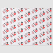 Cute Red & White Paw Print Valentines Day Hearts  Tissuepapier (Voorkant)