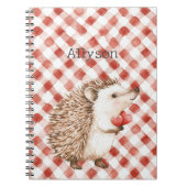 Cute Red White Plaid Stripes Hedgehogs Notitieboek (Voorkant)