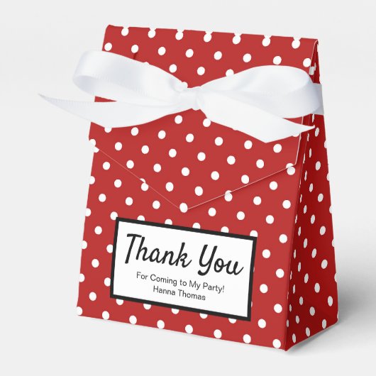 Cute Red White Polka Dot Birthday Party Favor Box Bedankdoosjes (Voorkant Zijde)