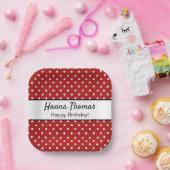 Cute Red White Polka Dot Birthday Party Papieren Bordje (Feest)