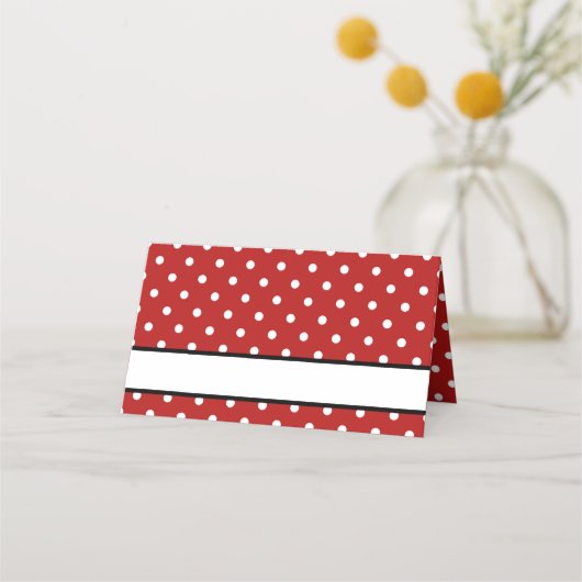 Cute Red White Polka Dot Birthday Party Plaatskaartje (Voorkant)