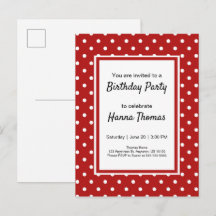 Cute Red White Polka Dot Birthday Party