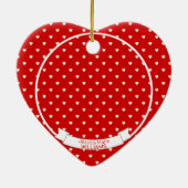 Cute Red White Polka Dot Harten Valentijn Foto Keramisch Ornament (Achterkant)