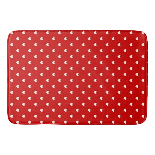 Cute Red & White Polka Dot Heart Pattern Badmat (Voorkant)