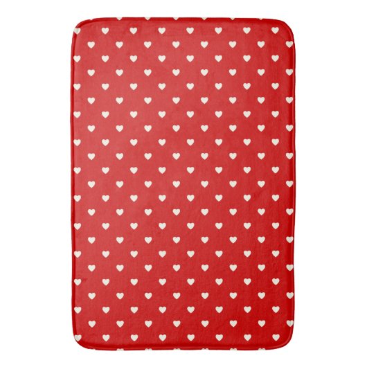 Cute Red & White Polka Dot Heart Pattern Badmat (Voorkant Verticaal)
