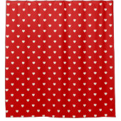 Cute Red & White Polka Dot Heart Pattern Douchegordijn (Voorkant)