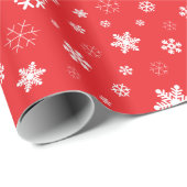 Cute red white snewflakes kerstinpakpapier cadeaupapier (Rol Hoek)
