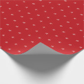 Cute red & white snewflakes patroon kerstavond cadeaupapier (Hoek)