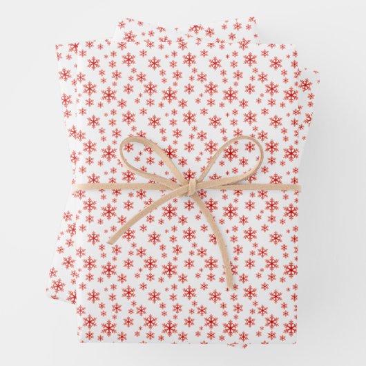 Cute Red White Snowflake Winter Pattern Inpakpapier Vel (In situ)