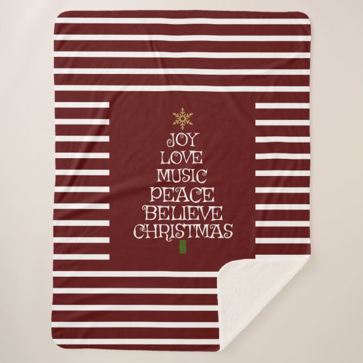 Cute Red/White Spirit of Kerstmis Sherpa Deken (Voorkant)