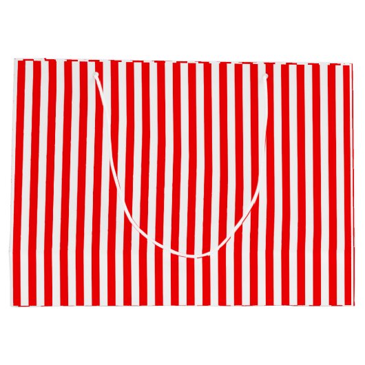 Cute Red White Stripes Large Cadeautasje (Achterkant)