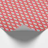 Cute red white turquoise ikat tribal cadeaupapier (Hoek)