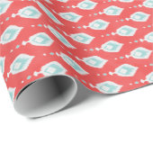 Cute red white turquoise ikat tribal cadeaupapier (Rol Hoek)