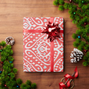 Cute red white turquoise ikat tribal cadeaupapier