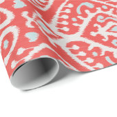 Cute red white turquoise ikat tribal cadeaupapier (Rol Hoek)