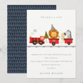 Cute Red Woodland Animal Train Elke zondag Bedankkaart (Voorkant / Achterkant)