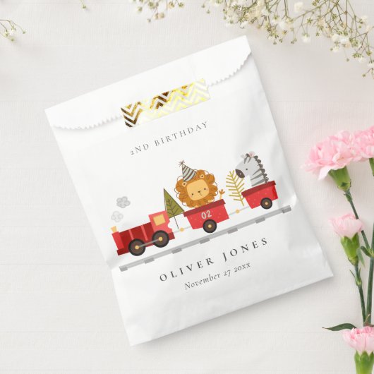 Cute Red Woodland Animal Train Elke zondag Bedankzakje (Gezegeld)