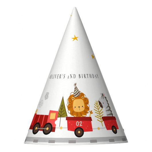 Cute Red Woodland Animal Train Elke zondag Feesthoedjes (Voorkant)