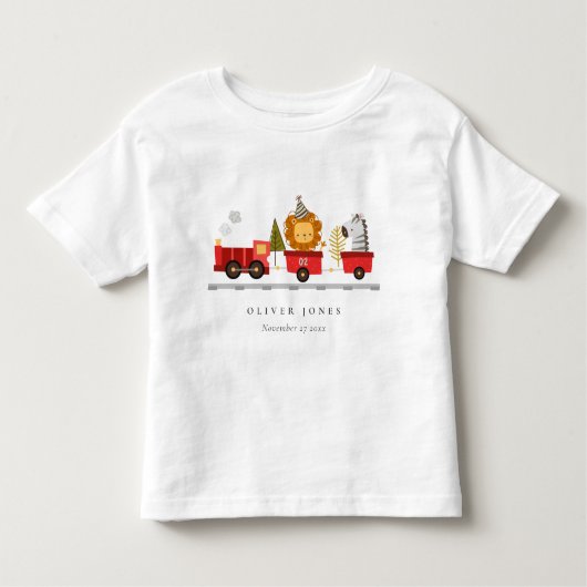 Cute Red Woodland Animal Train Elke zondag Kinder Shirts (Voorkant)