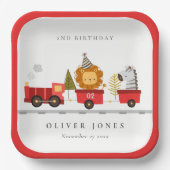 Cute Red Woodland Animal Train Elke zondag Papieren Bordje (Voorkant)