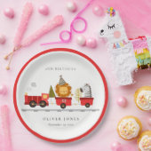 Cute Red Woodland Animal Train Elke zondag Papieren Bordje (Feest)