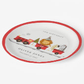 Cute Red Woodland Animal Train Elke zondag Papieren Bordje (Gekanteld)