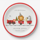 Cute Red Woodland Animal Train Elke zondag Papieren Bordje (Voorkant)