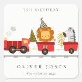 Cute Red Woodland Animal Train Elke zondag Vierkante Sticker (Voorkant)