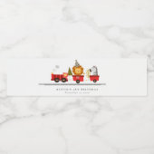 Cute Red Woodland Animal Train Elke zondag Waterfles Etiket (Enkel label)