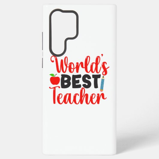 Cute Red Worlds Best Teacher Typography Samsung Galaxy Hoesje (Achterkant)