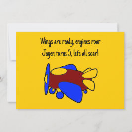 Cute Red Yellow Blue Airplane Cartoon for Kids Kaart