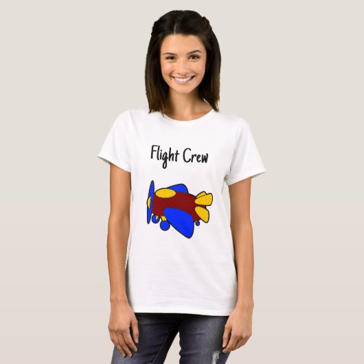 Cute Red Yellow Blue Airplane Cartoon for Kids T-shirt (Voorkant volledig)