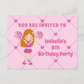 Cute Redhead Cheerleader Custom Birthday Party Briefkaart (Voorkant)