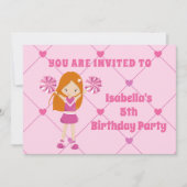 Cute Redhead Cheerleader Custom Birthday Party Kaart (Voorkant)