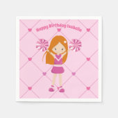 Cute Redhead Cheerleader Custom Birthday Party Servet (Voorkant)
