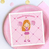 Cute Redhead Cheerleader Custom Birthday Party Servet