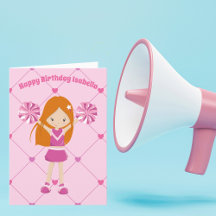 Cute Redhead Cheerleader Custom roze Birthday