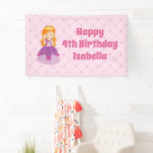 Cute Redhead Princess Girl Custom Pink Birthday Spandoek (Insitu)