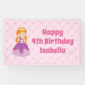 Cute Redhead Princess Girl Custom Pink Birthday Spandoek (Horizontaal)