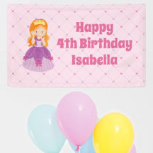 Cute Redhead Princess Girl Custom Pink Birthday