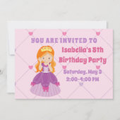 Cute Redhead Princess Girls Custom Birthday Party Kaart (Voorkant)