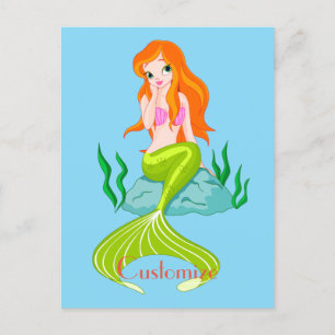 Cute Redkopmermaid Thunder_Cove  Briefkaart