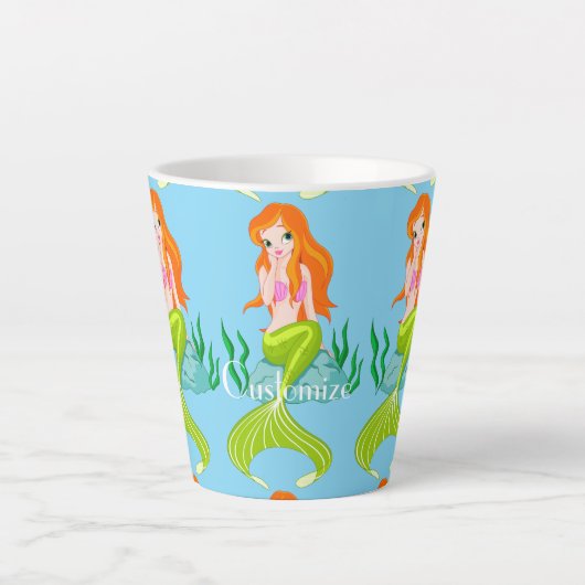 Cute Redkopmermaid Thunder_Cove Latte Mok (Voorkant)