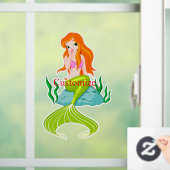 Cute Redkopmermaid Thunder_Cove Raamsticker (Huis)