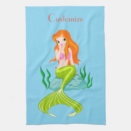 Cute Redkopmermaid Thunder_Cove Theedoek (Verticaal)