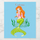 Cute Redkopmermaid Thunder_Cove Wijn Etiket (Enkel label)