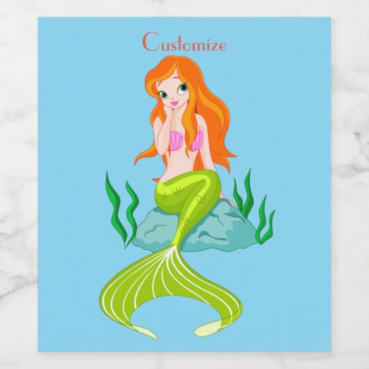 Cute Redkopmermaid Thunder_Cove Wijn Etiket (Enkel label)
